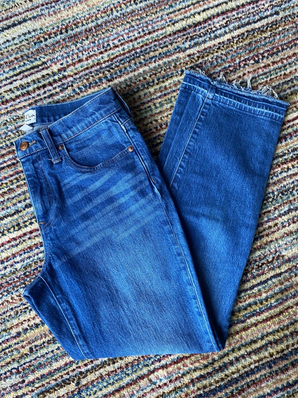J.Crew Slim Boyfriend Jeans High Rise Straight Leg Frayed Hem 26